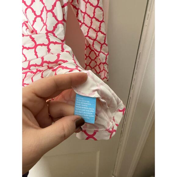 J. McLaughlin Pink White Catalina Cloth Stretchy 3/4 Sleeve Top Women's Medium - Picture 6 of 7